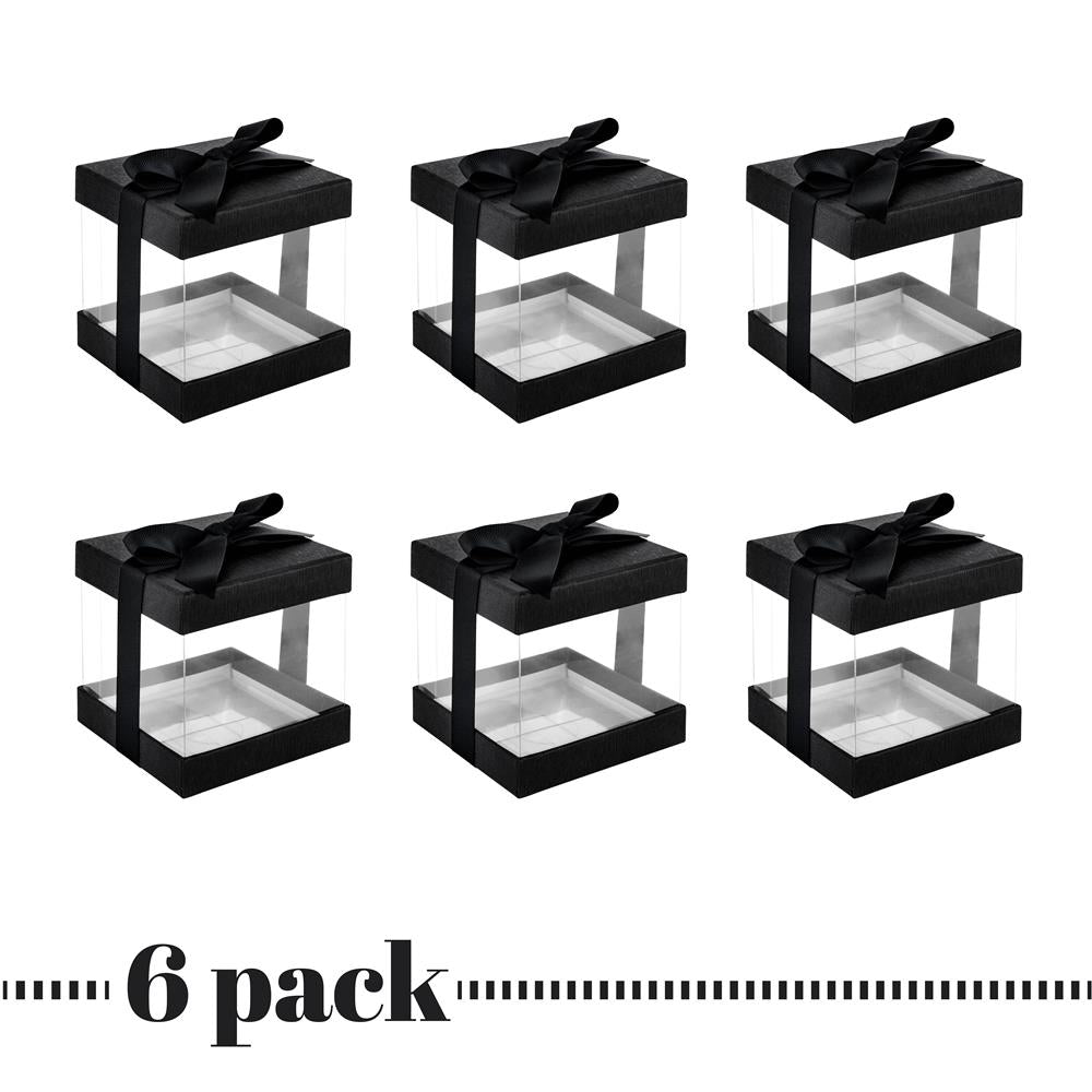 Clear Plastic Gift Boxes Black 4X4X4" Event Party Favor